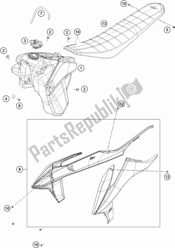 Tutte le parti per il Serbatoio, Sedile del KTM 250 EXC SIX Days TPI EU 2020