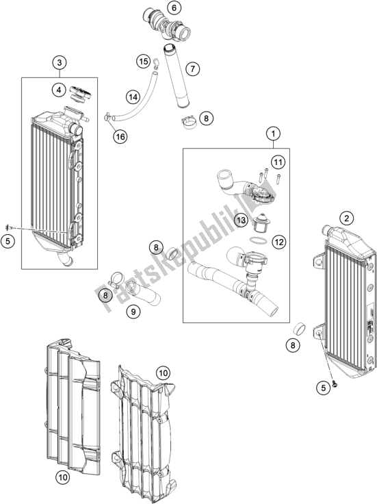 Alle onderdelen voor de Koelsysteem van de KTM 250 EXC SIX Days TPI EU 2021