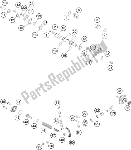 All parts for the Exhaust Control of the KTM 250 EXC SIX Days TPI EU 2021