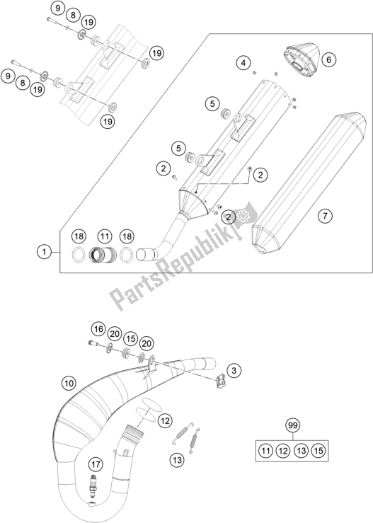 Wszystkie części do System Wydechowy KTM 250 EXC SIX Days TPI EU 2021