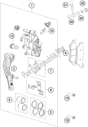All parts for the Front Brake Caliper of the KTM 250 EXC SIX Days TPI EU 2021