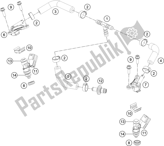 Todas las partes para Fuel Distributor de KTM 250 EXC SIX Days TPI EU 2021