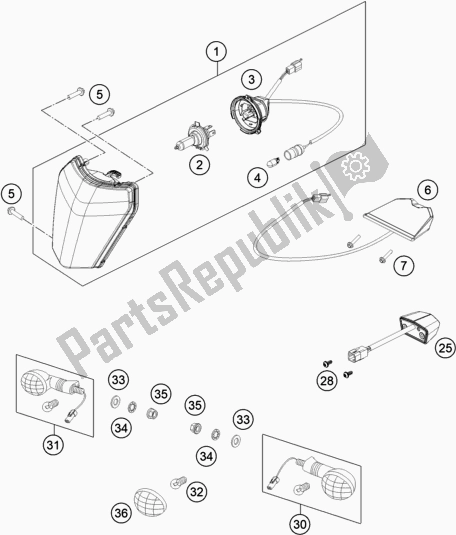 Todas as partes de Sistema De Luz do KTM 250 EXC SIX Days TPI EU 2021