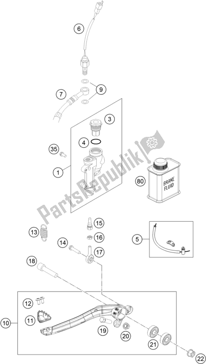 Toutes les pièces pour le Commande De Frein Arrière du KTM 250 EXC SIX Days TPI EU 2021