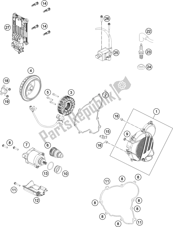 All parts for the Ignition System of the KTM 250 EXC TPI EU 2018