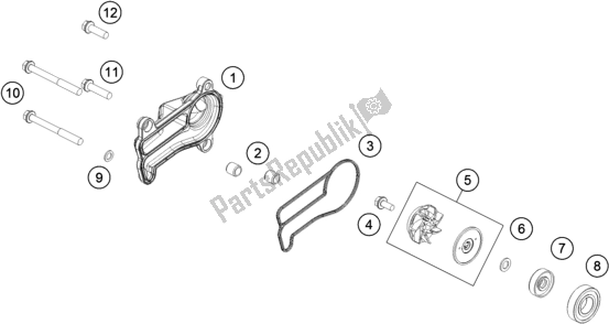 Alle onderdelen voor de Waterpomp van de KTM 250 EXC TPI EU 2018
