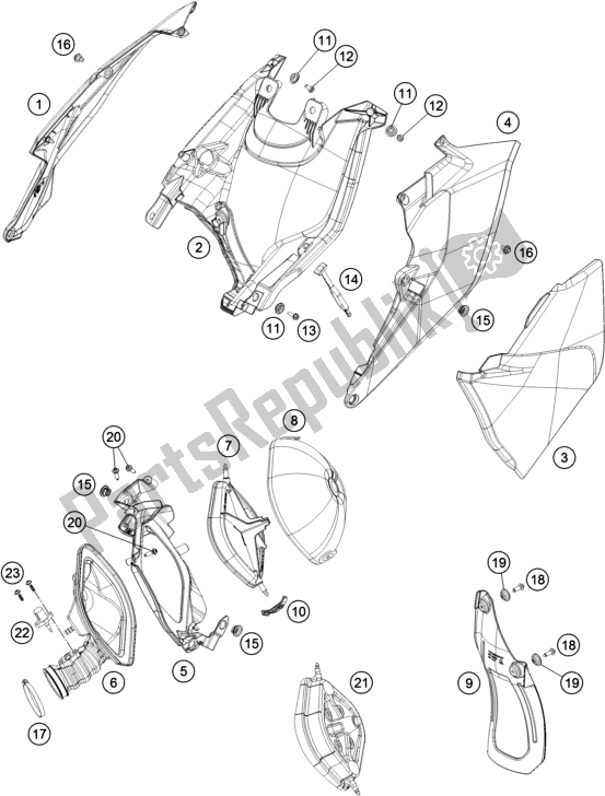 Toutes les pièces pour le Filtre à Air du KTM 250 EXC TPI EU 2019