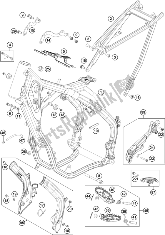 Toutes les pièces pour le Cadre du KTM 250 EXC TPI EU 2019