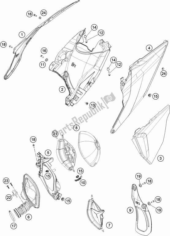 Toutes les pièces pour le Filtre à Air du KTM 250 EXC TPI EU 2020