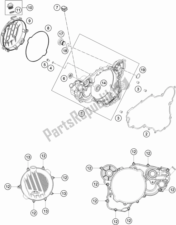 Toutes les pièces pour le Couvercle D'embrayage du KTM 250 EXC TPI EU 2020