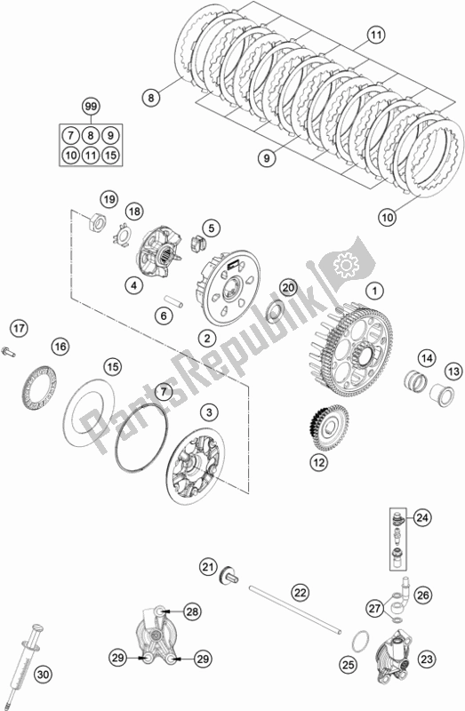 Toutes les pièces pour le Embrayage du KTM 250 EXC TPI EU 2020