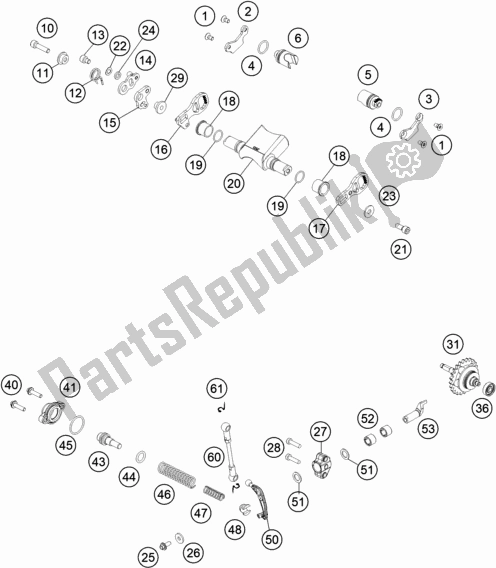 All parts for the Exhaust Control of the KTM 250 EXC TPI EU 2020