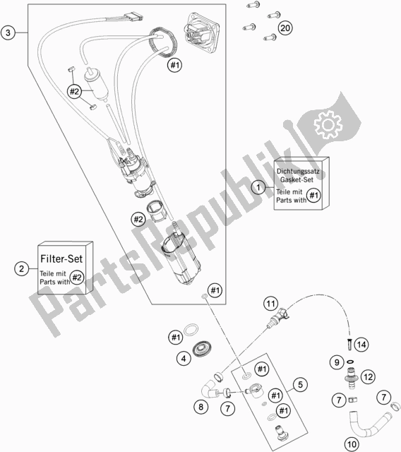 Toutes les pièces pour le Pompe à Essence du KTM 250 EXC TPI EU 2020
