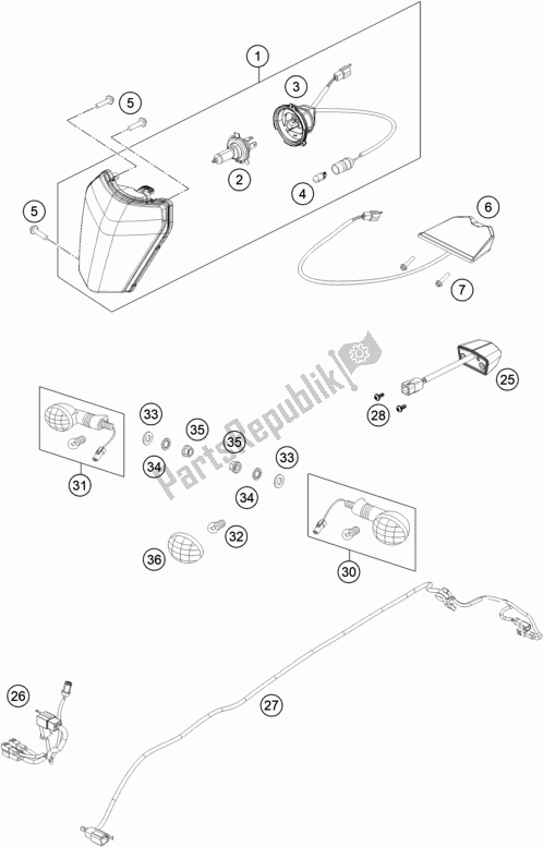 Alle onderdelen voor de Verlichtingssysteem van de KTM 250 EXC TPI EU 2020