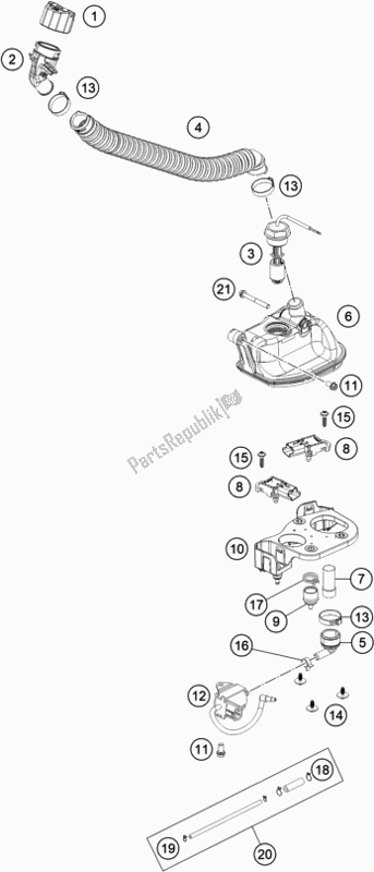 All parts for the Lubricating System of the KTM 250 EXC TPI EU 2020