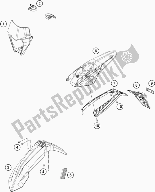 Toutes les pièces pour le Masque, Ailes du KTM 250 EXC TPI EU 2020