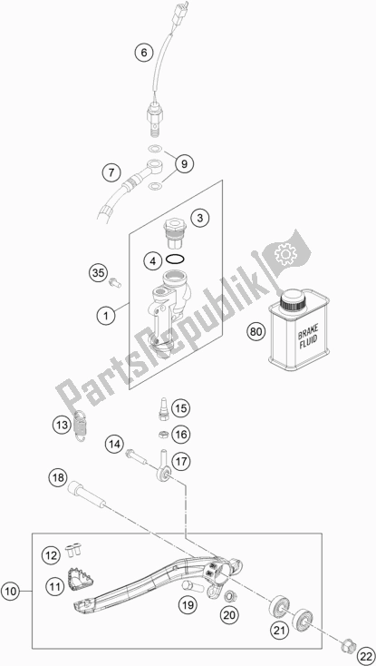 Tutte le parti per il Controllo Del Freno Posteriore del KTM 250 EXC TPI EU 2020