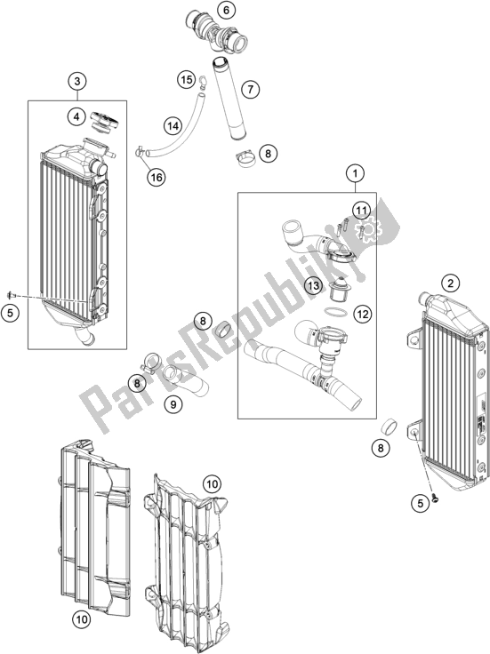 Todas las partes para Sistema De Refrigeración de KTM 250 EXC TPI EU 2021