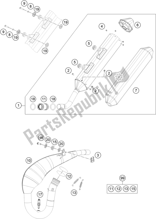 Todas las partes para Sistema De Escape de KTM 250 EXC TPI EU 2021