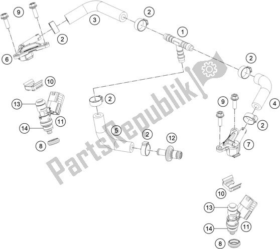 Alle onderdelen voor de Fuel Distributor van de KTM 250 EXC TPI EU 2021
