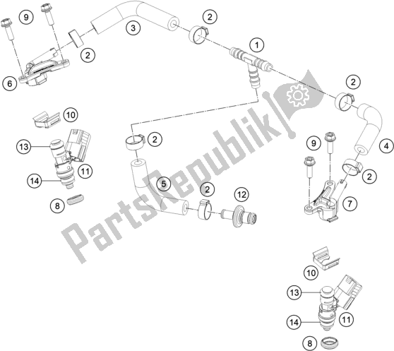 Todas las partes para Fuel Distributor de KTM 250 EXC TPI EU 2021