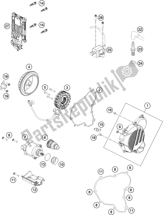 Todas as partes de Sistema De Ignição do KTM 250 EXC TPI EU 2021