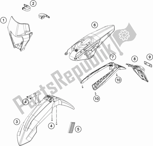 Alle onderdelen voor de Masker, Spatborden van de KTM 250 EXC TPI EU 2021