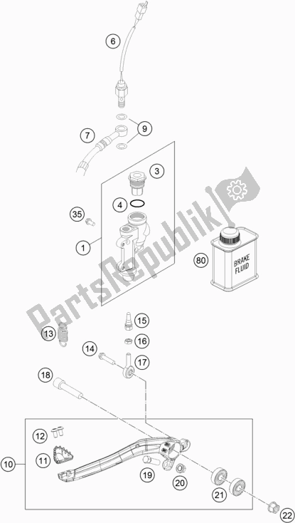 Todas las partes para Control De Freno Trasero de KTM 250 EXC TPI EU 2021