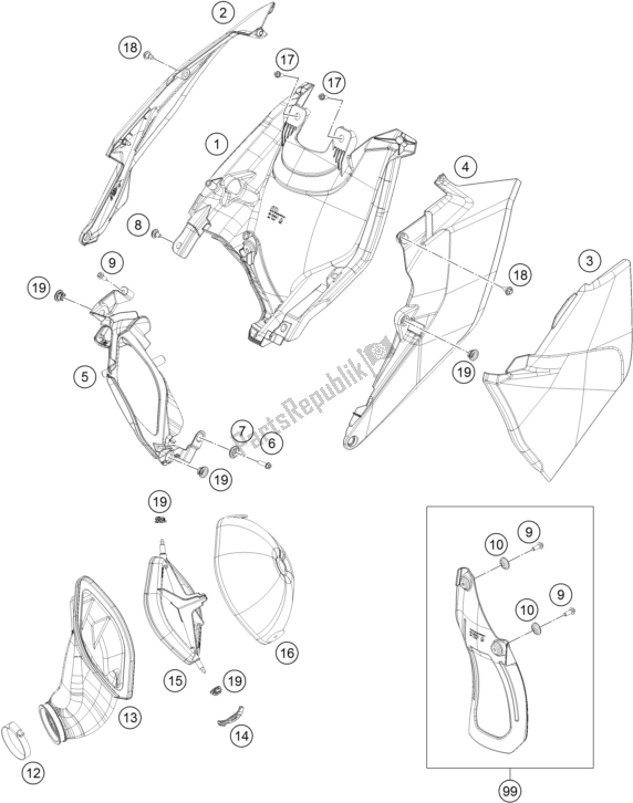 All parts for the Air Filter of the KTM 250 SX EU 2017