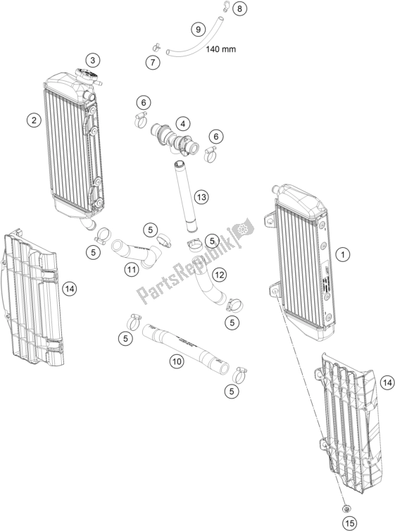 Tutte le parti per il Sistema Di Raffreddamento del KTM 250 SX EU 2017