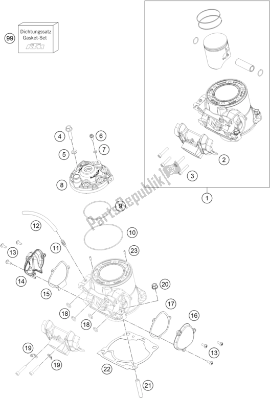 All parts for the Cylinder, Cylinder Head of the KTM 250 SX EU 2017