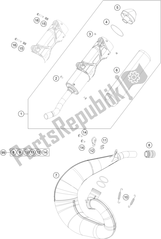 All parts for the Exhaust System of the KTM 250 SX EU 2017
