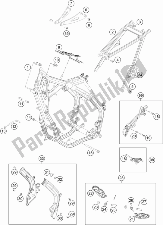All parts for the Frame of the KTM 250 SX EU 2017