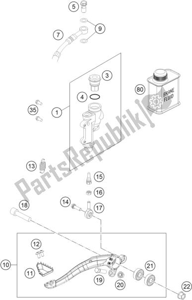 All parts for the Rear Brake Control of the KTM 250 SX EU 2017