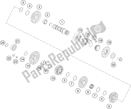 All parts for the Transmission Ii - Countershaft of the KTM 250 SX EU 2017