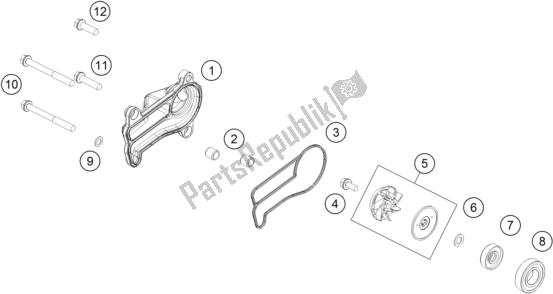 All parts for the Water Pump of the KTM 250 SX EU 2017