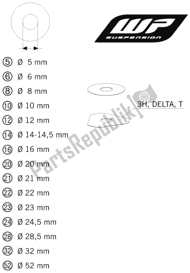 Todas as partes de Shims Wp Para Configuração do KTM 250 SX EU 2017