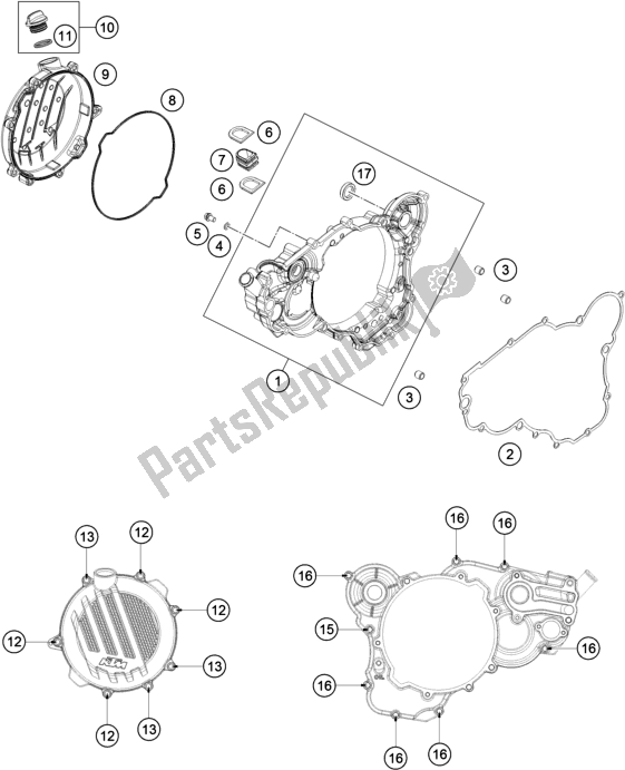 Toutes les pièces pour le Couvercle D'embrayage du KTM 250 SX EU 2018