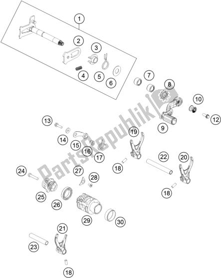 All parts for the Shifting Mechanism of the KTM 250 SX EU 2018