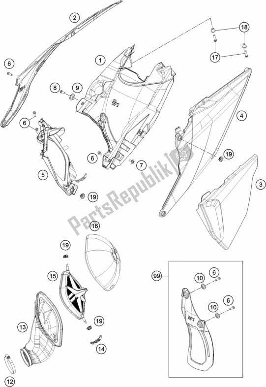 Alle onderdelen voor de Luchtfilter van de KTM 250 SX EU 2019