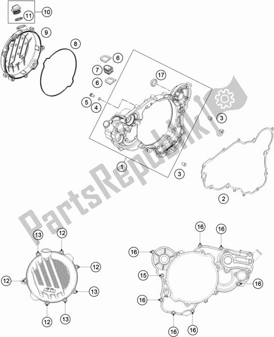 Tutte le parti per il Coperchio Frizione del KTM 250 SX EU 2019