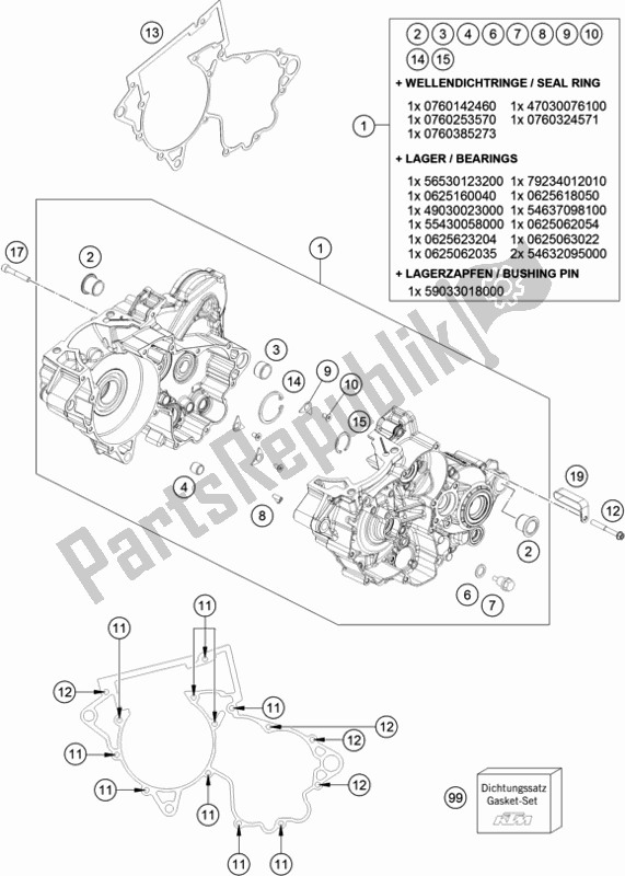 Tutte le parti per il Cassa Del Motore del KTM 250 SX EU 2019