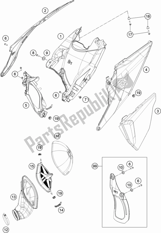 Todas as partes de Filtro De Ar do KTM 250 SX EU 2020