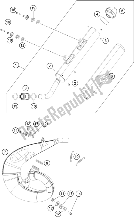 Alle onderdelen voor de Uitlaatsysteem van de KTM 250 SX EU 2020