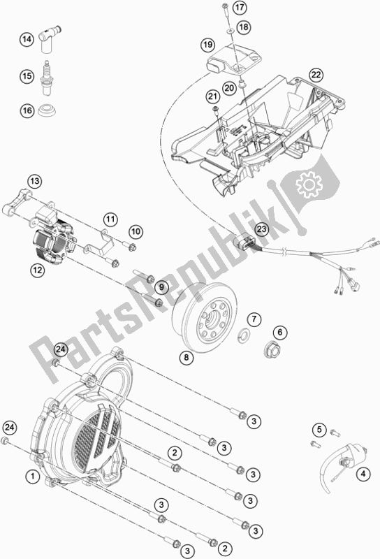 Alle onderdelen voor de Ontbrandingssysteem van de KTM 250 SX EU 2020