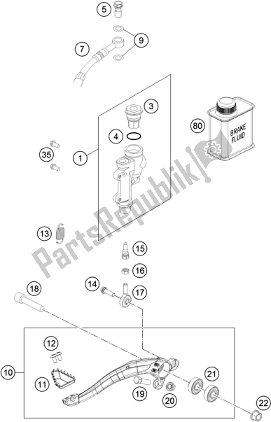 All parts for the Rear Brake Control of the KTM 250 SX EU 2020