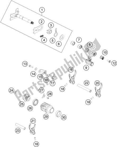 Alle onderdelen voor de Schakelmechanisme van de KTM 250 SX EU 2020