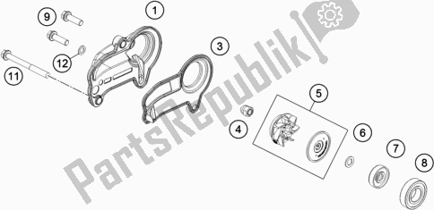 All parts for the Water Pump of the KTM 250 SX EU 2020