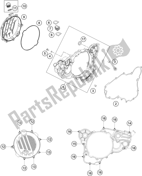 Toutes les pièces pour le Couvercle D'embrayage du KTM 250 SX EU 2021