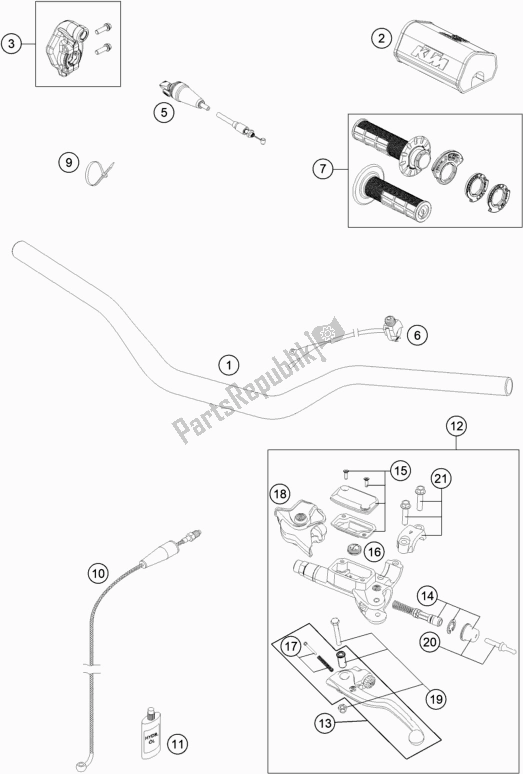 Toutes les pièces pour le Guidon, Commandes du KTM 250 SX EU 2021